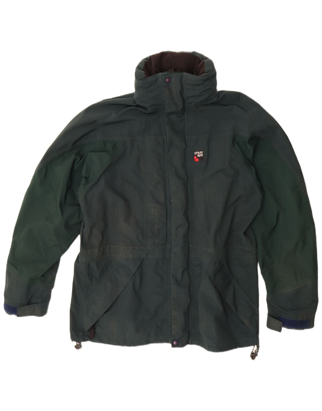 SPRAYWAY Giacca antipioggia da uomo con cappuccio UK 38 Verde medio Poliammide