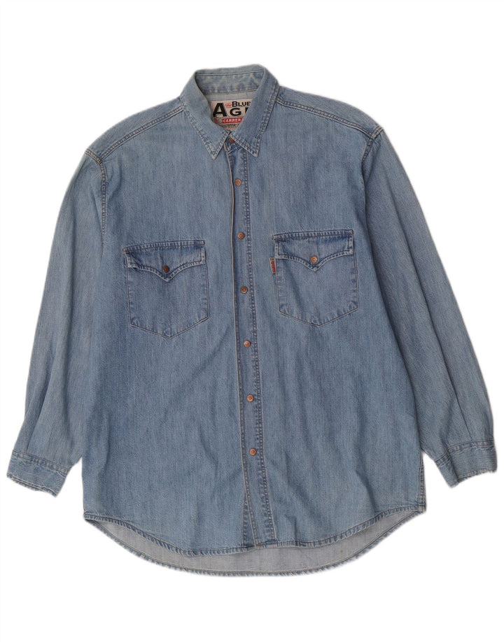 Camicia di jeans da uomo Carrera grande in cotone blu