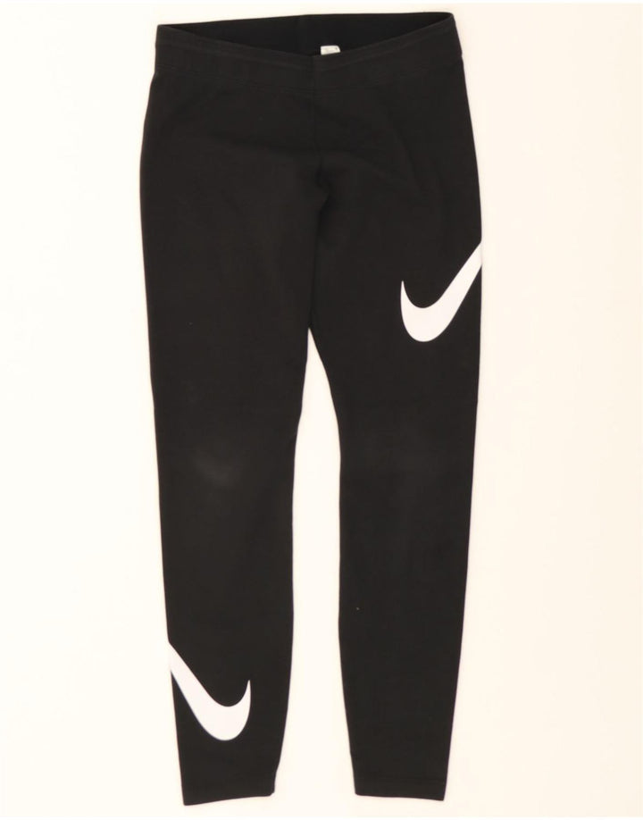 NIKE Womens Graphic Leggings UK 12 Medium  Black Cotton Vintage Nike and Second-Hand Nike from Messina Hembry 