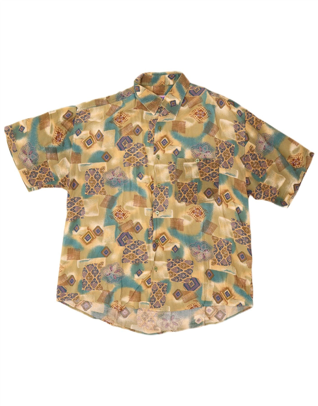 Camicia basic da uomo a maniche corte XL multicolore geometrica