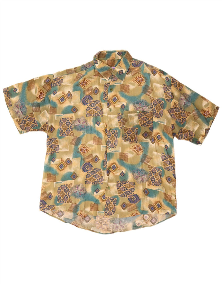 Camicia basic da uomo a maniche corte XL multicolore geometrica