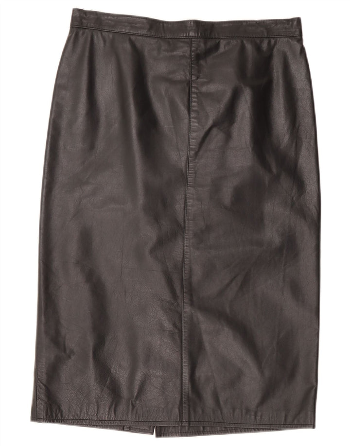 Gonna in pelle vintage da donna W32 grande nera