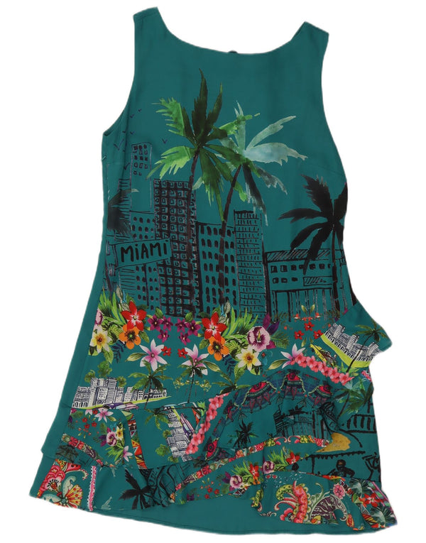 Desigual Abito da donna a trapezio con grafica senza maniche EU 42 Grande blu floreale