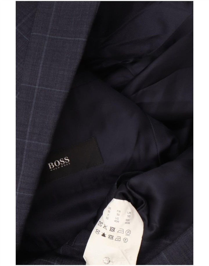 Giacca blazer da uomo a 2 bottoni Hugo Boss UK 50 grande check blu navy