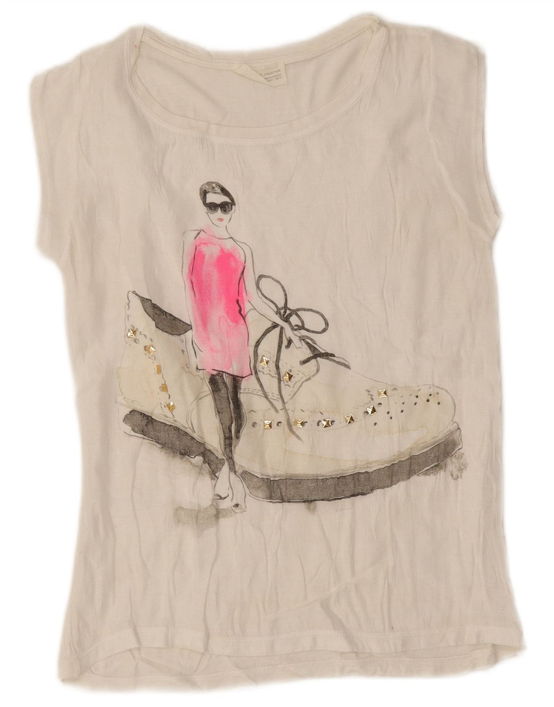 T-shirt grafica da donna Zara Top UK 10 piccola bianca