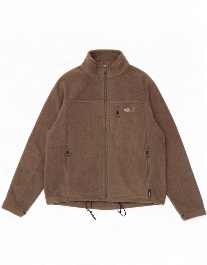 Giacca in pile foderata da uomo Jack Wolfskin UK 40/42 grande poliestere kaki