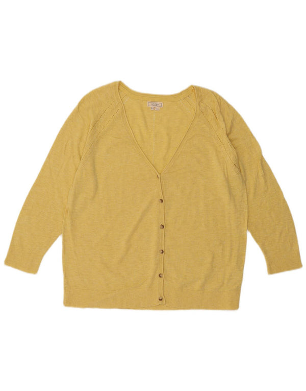 Maglione cardigan da donna Fat Face UK 18 XL Cotone giallo