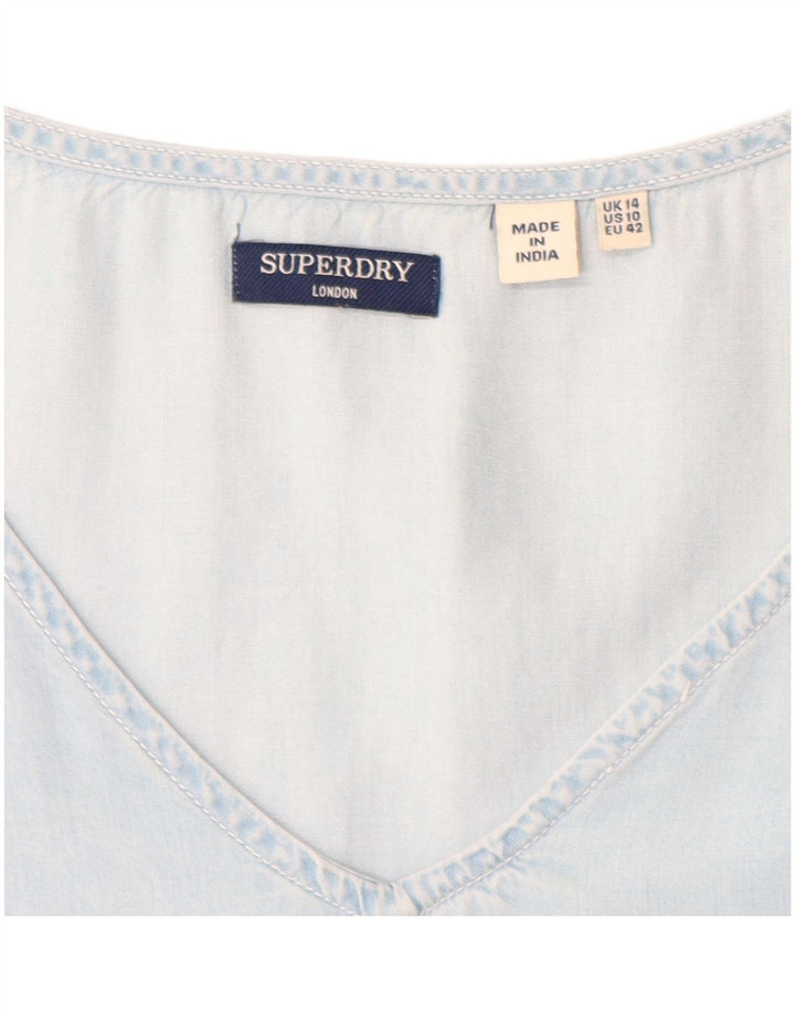 Abito a trapezio da donna SUPERDRY UK 14 Lyocell blu medio