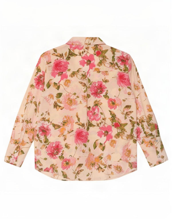 Camicia oversize da donna Zara, camicetta UK 10, piccola, in poliestere floreale bianco sporco