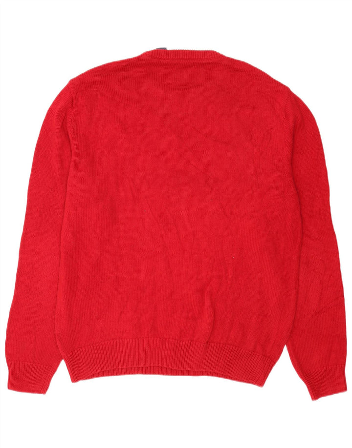 Chaps Uomo Maglione Girocollo Maglione Grande Cotone Rosso