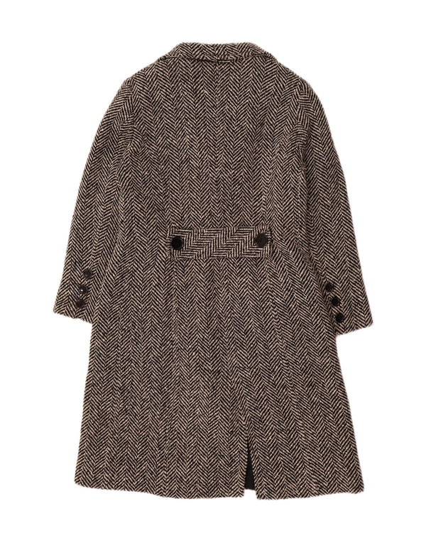 MIRELLA MORI Cappotto oversize da donna UK 18 XL Lana nera a spina di pesce