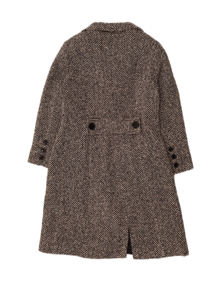 MIRELLA MORI Cappotto oversize da donna UK 18 XL Lana nera a spina di pesce