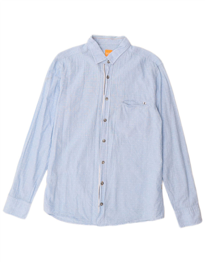 Camicia Hugo Boss da uomo vestibilità regolare in cotone maculato blu medio