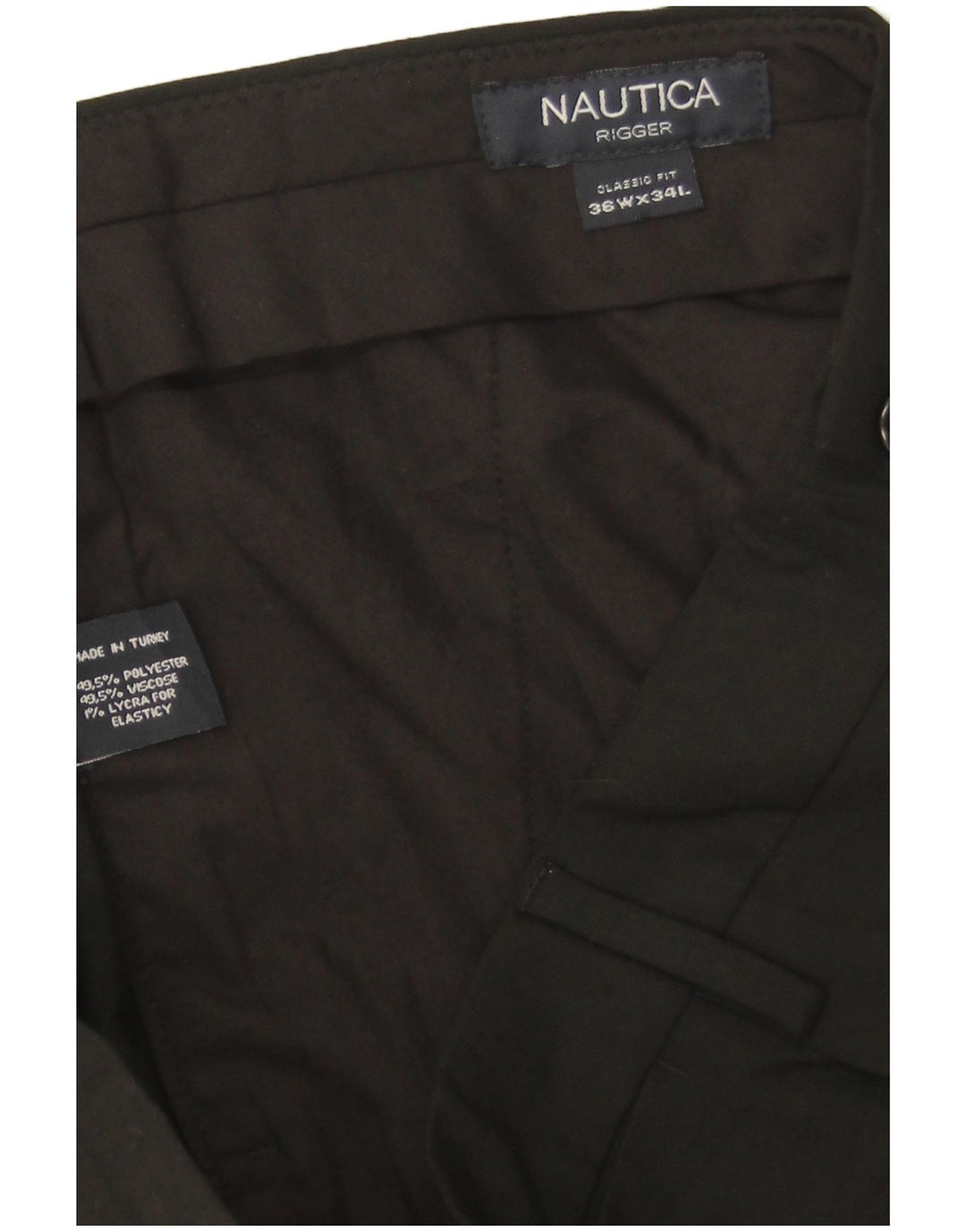 NAUTICA Pantaloni da abito da uomo con vestibilità classica Rigger Pegged W36 L34 neri