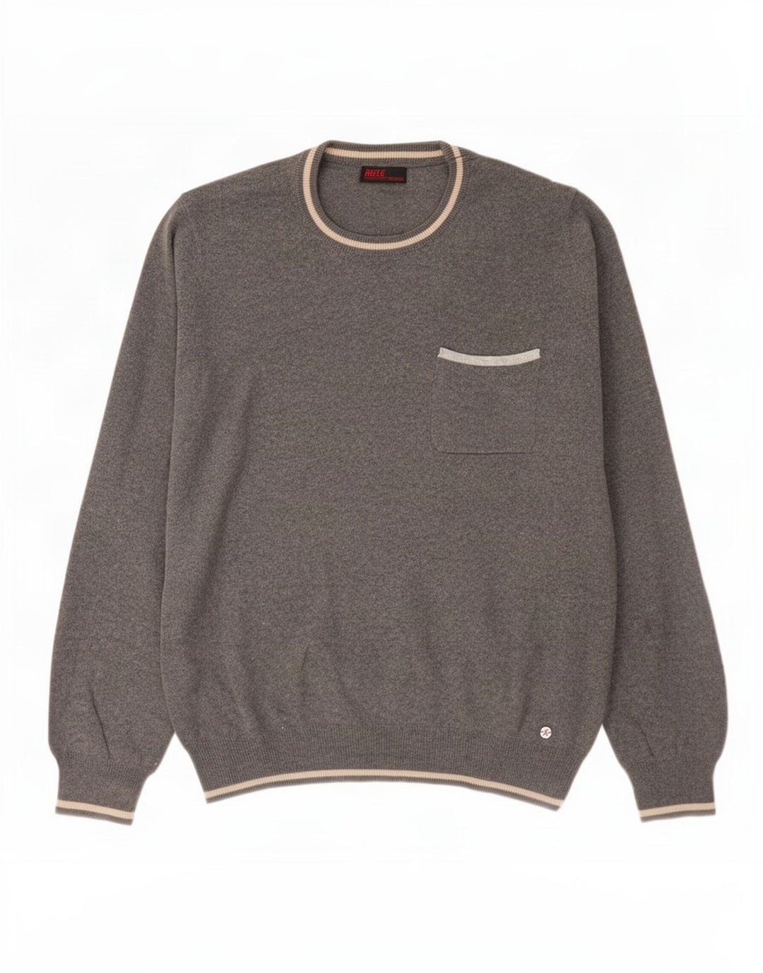 Maglione girocollo da uomo Rifle in cotone grigio medio