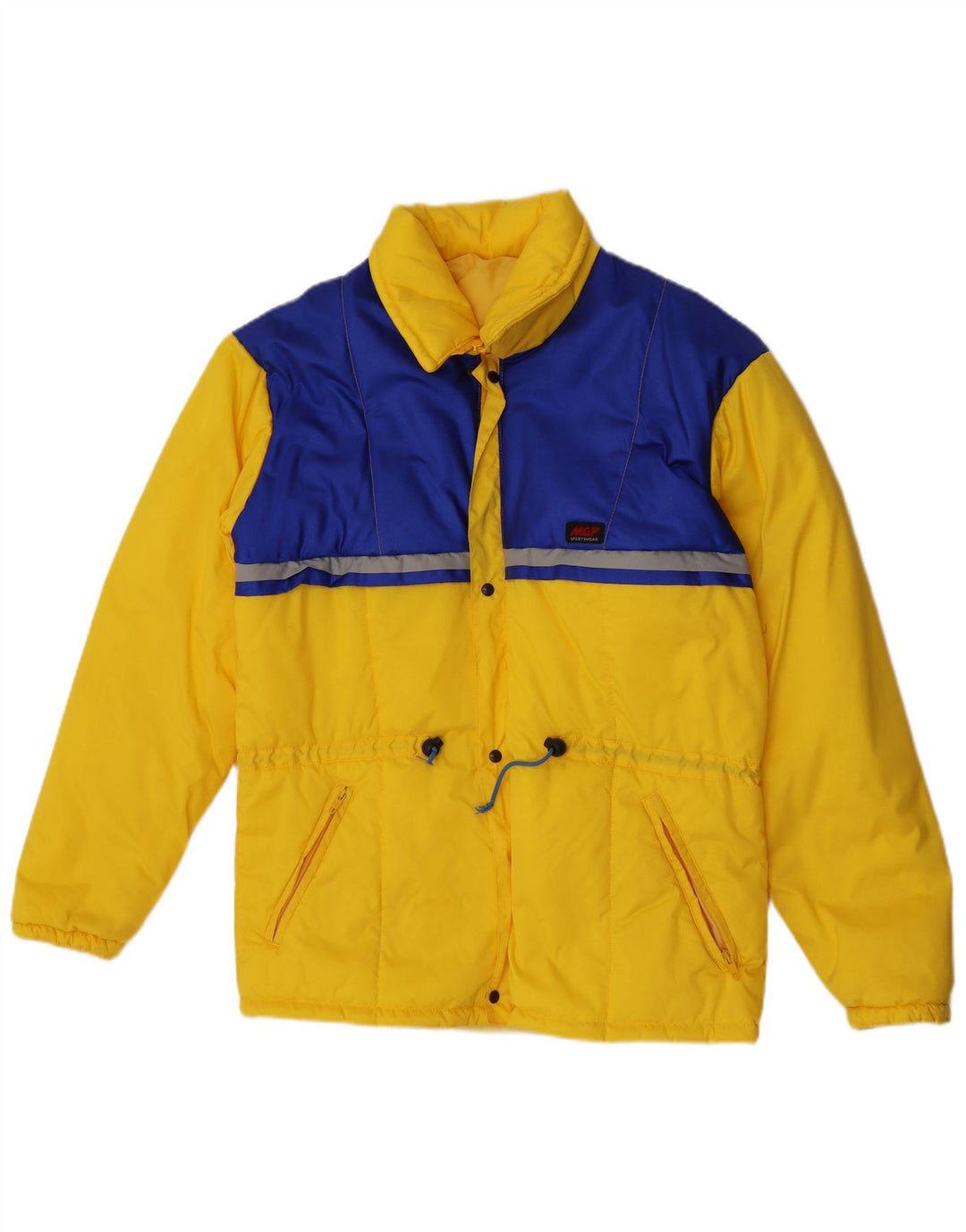 Giacca imbottita con cappuccio vintage da uomo IT 48 Poliammide color block giallo medio