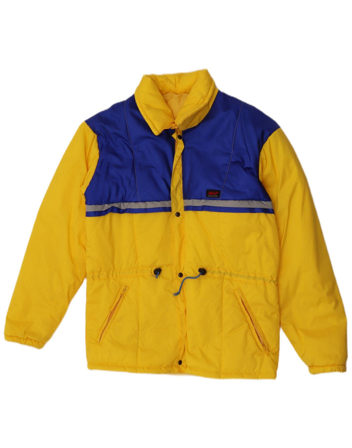 Giacca imbottita con cappuccio vintage da uomo IT 48 Poliammide color block giallo medio