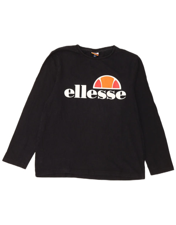 Ellesse Top grafico da uomo a maniche lunghe in cotone nero grande
