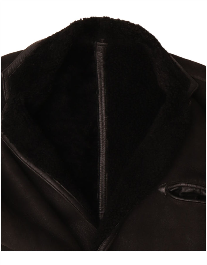 Giacca in shearling vintage da uomo UK 40 grande nera
