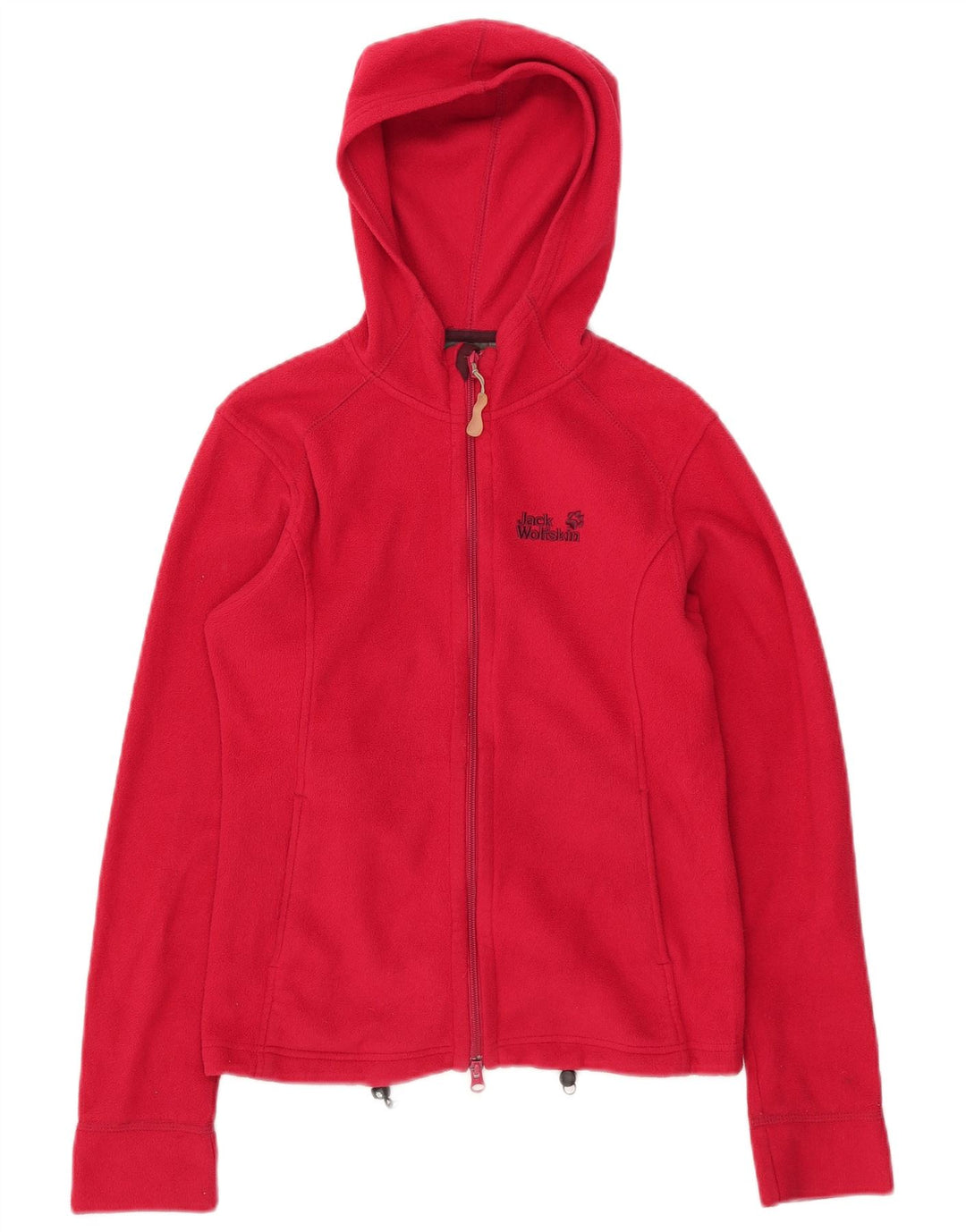 JACK WOLFSKIN Giacca in pile con cappuccio grafica da donna UK 10 piccola rossa