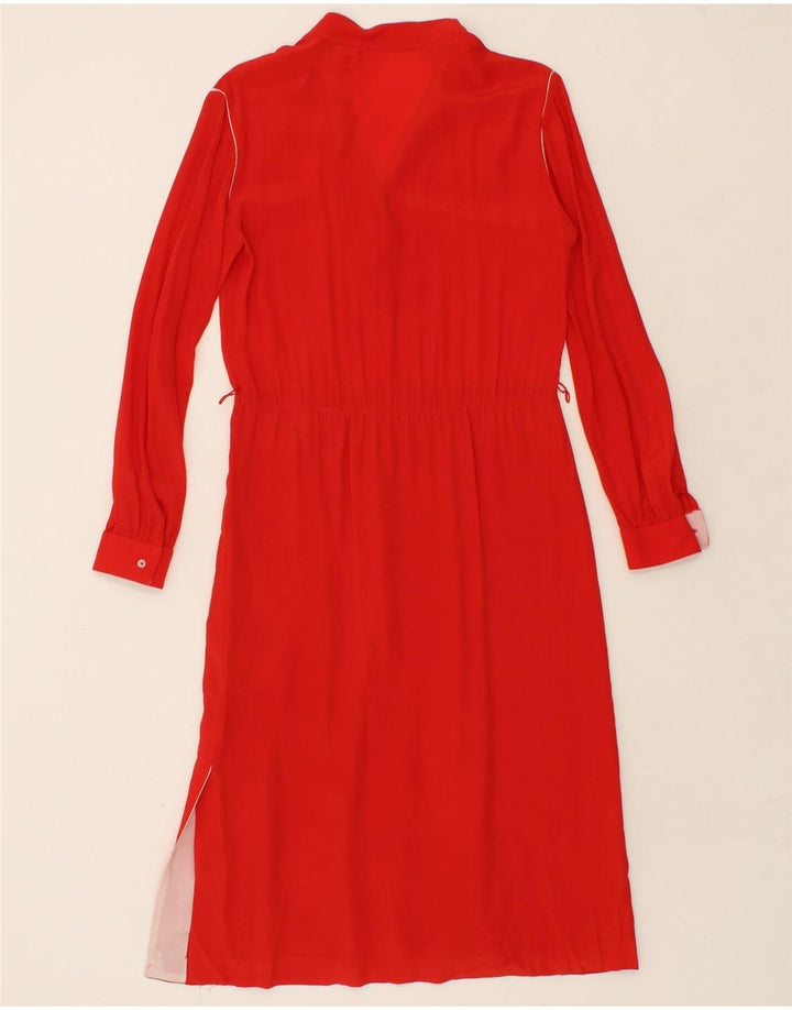 VINTAGE Womens Long Sleeve Basic Dress UK 10 Small Red Acetate Vintage Vintage and Second-Hand Vintage from Messina Hembry 