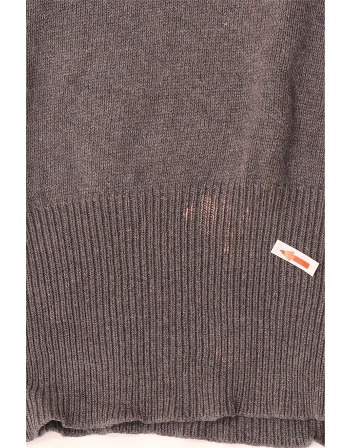 Maglione ZARA da donna con scollo a V UK 16 grande cotone grigio