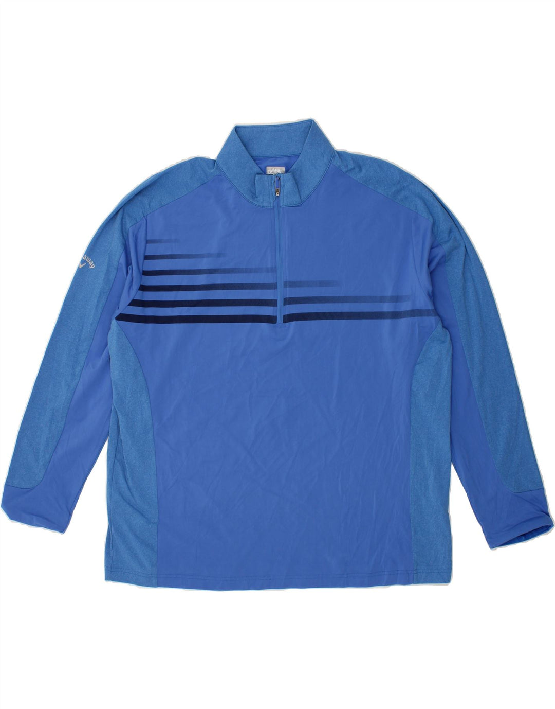 CALLAWAY Mens Zip Neck Pullover Tracksuit Top 2XL Blue Striped Polyester Vintage Callaway and Second-Hand Callaway from Messina Hembry 