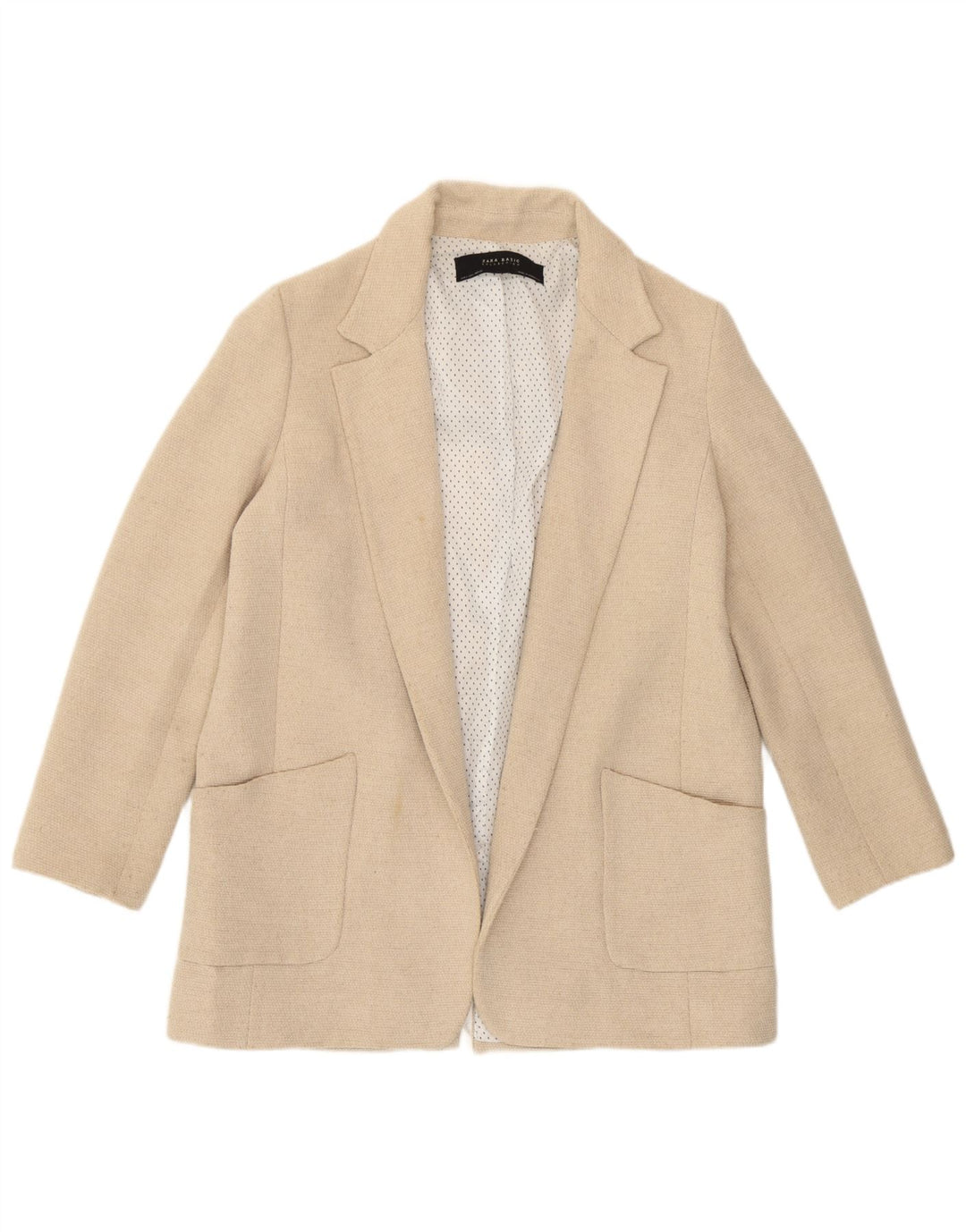 Giacca blazer aperta da donna Zara UK 16 grande bianco sporco