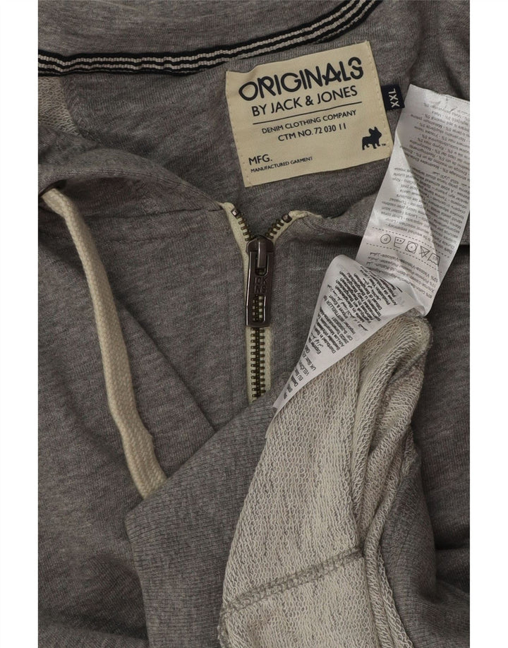 JACK & JONES Felpa con cappuccio e zip senza maniche da uomo 2XL Cotone grigio