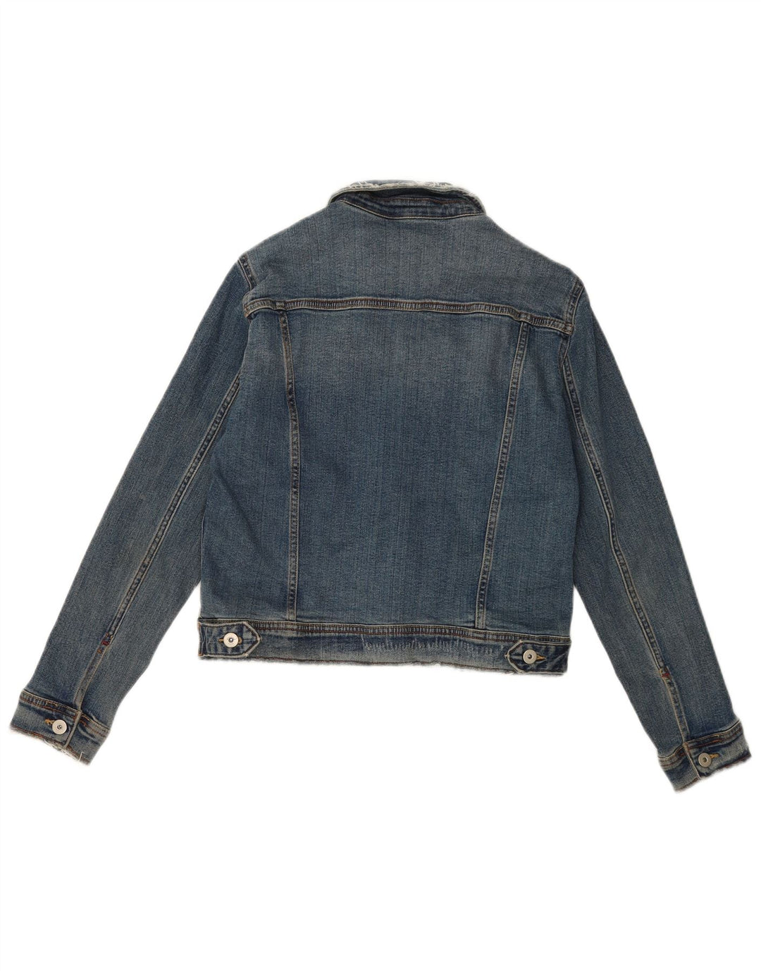 Giacca corta in denim da donna Zara UK 16 grande cotone blu
