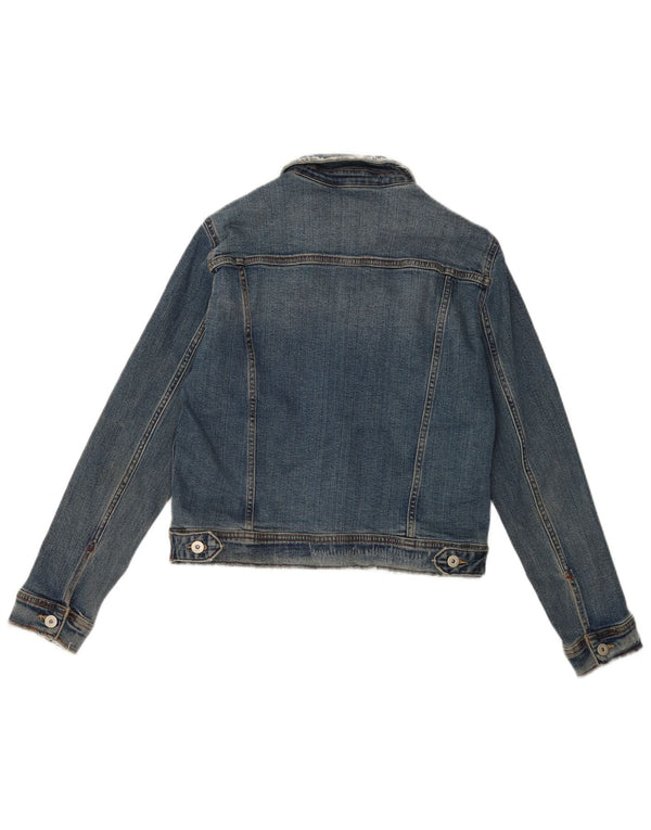 Giacca corta in denim da donna Zara UK 16 grande cotone blu