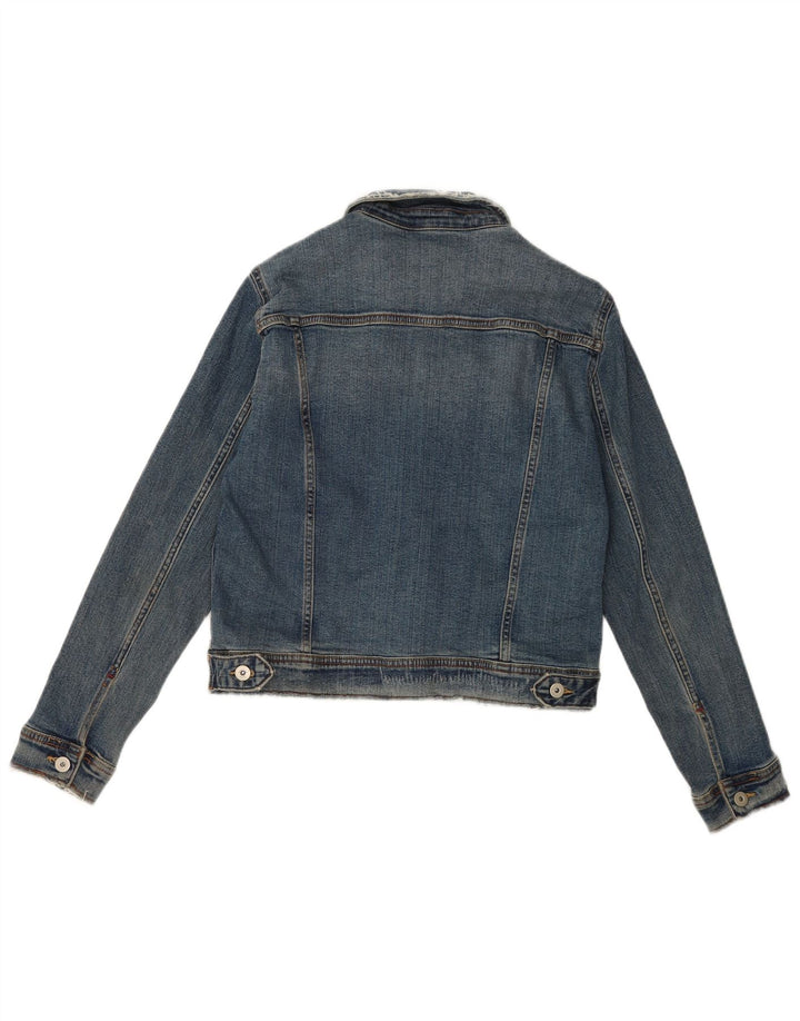 Giacca corta in denim da donna Zara UK 16 grande cotone blu