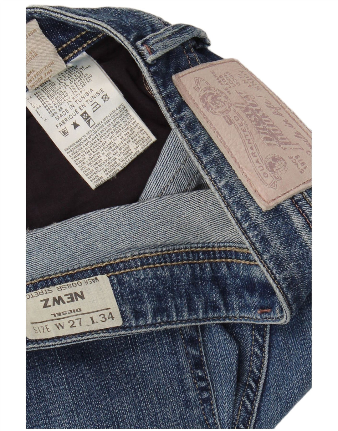 Jeans slim dritti Newz da donna Diesel W27 L34 cotone blu