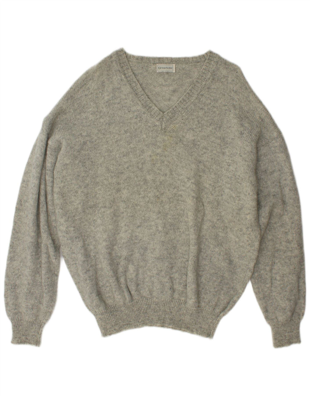 Maglione da uomo con scollo a V Sergio Tacchini 2XL lana screziata grigia