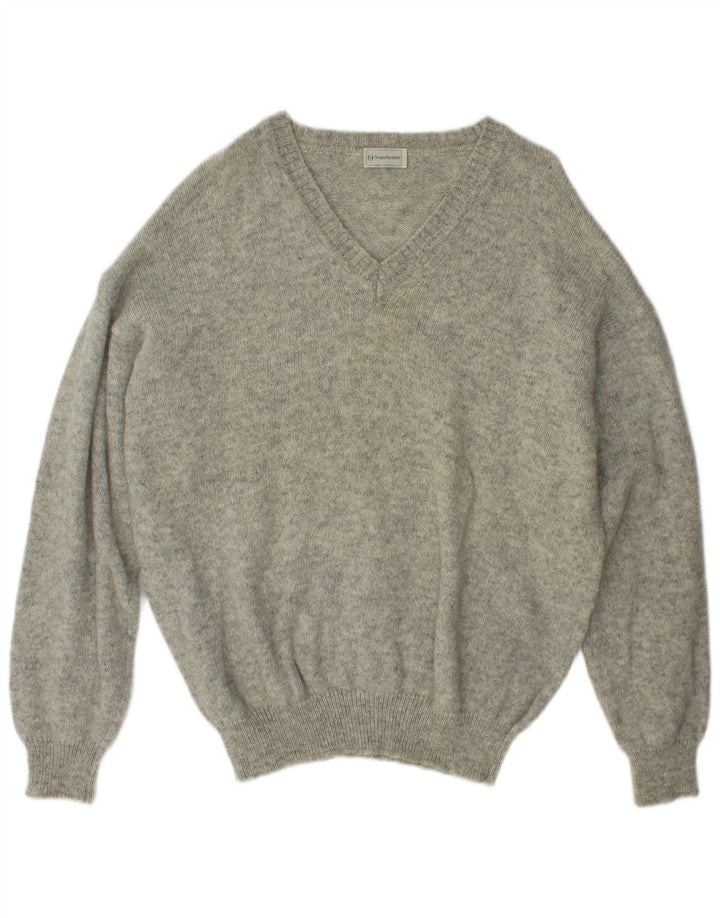 Maglione da uomo con scollo a V Sergio Tacchini 2XL lana screziata grigia