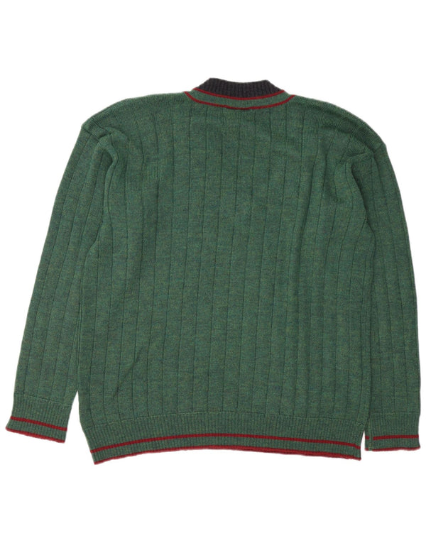 Maglione maglione da uomo con scollo a V Lacoste taglia 6 XL lana vergine verde