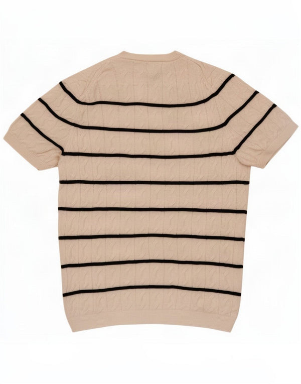 Maglione maglione girocollo da donna Massimo Dutti UK 16 grandi righe bianco sporco