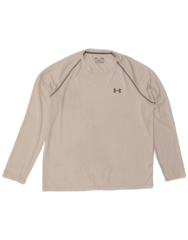 Under Armour Mens Heat Gear Top manica lunga grande poliestere bianco