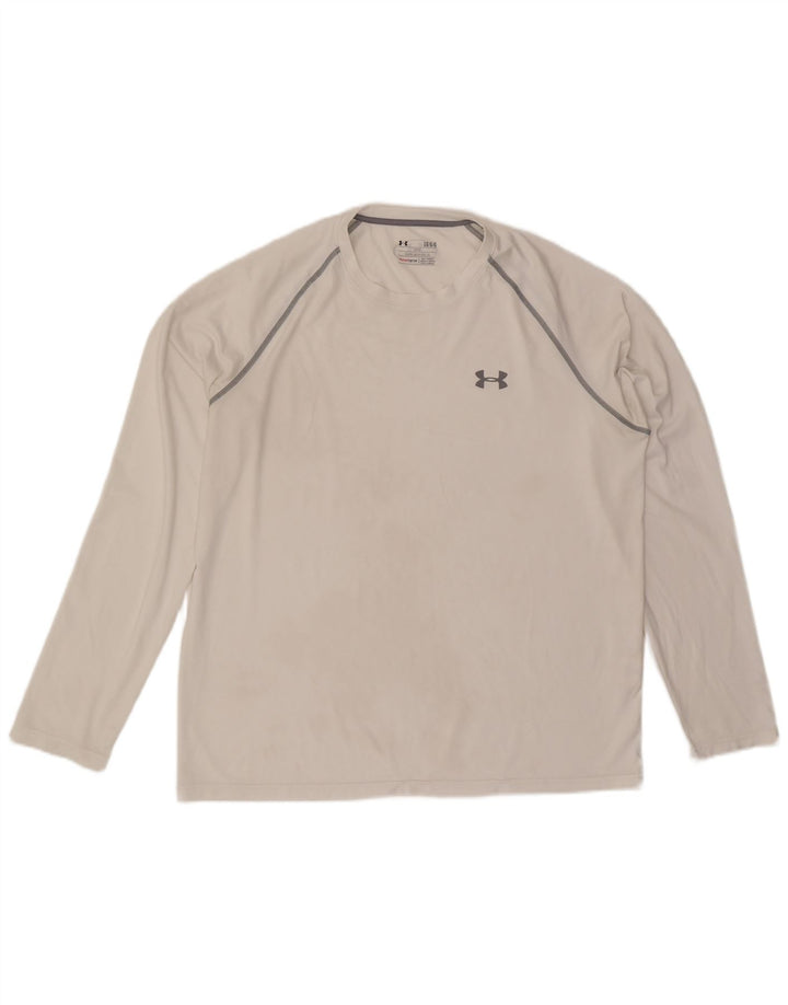 Under Armour Mens Heat Gear Top manica lunga grande poliestere bianco