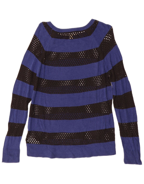 MICHAEL KORS Maglione da donna con scollo a barca UK 12 a righe blu medio