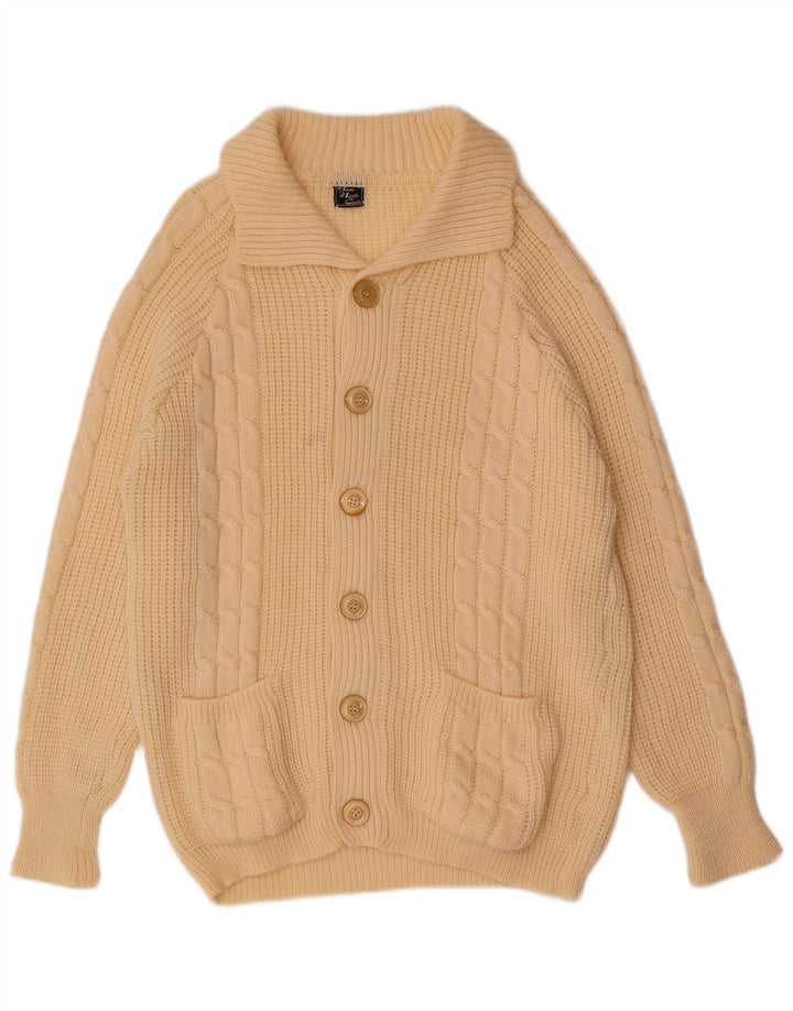 Maglione cardigan da uomo vintage grande bianco sporco