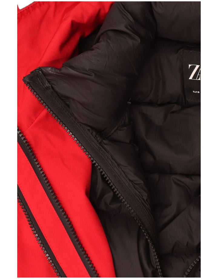 Giacca imbottita oversize con cappuccio da donna Zara UK 10 piccola rossa in poliestere