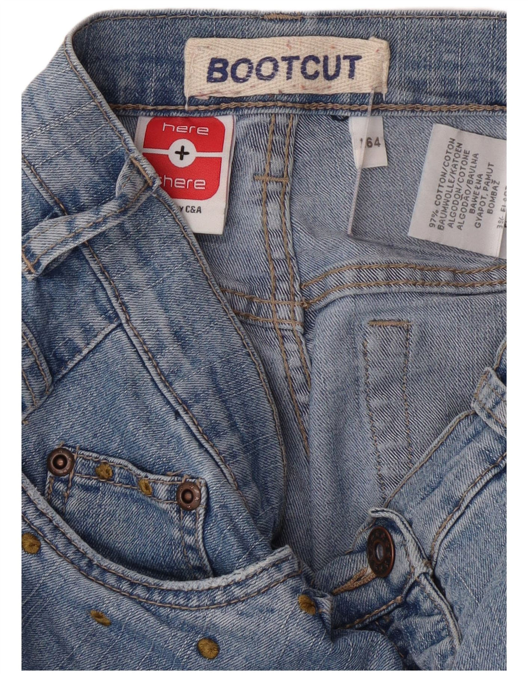 Jeans Bootcut grafici per ragazze C&A 13-14 anni W25 L29 Blu floreale retrò