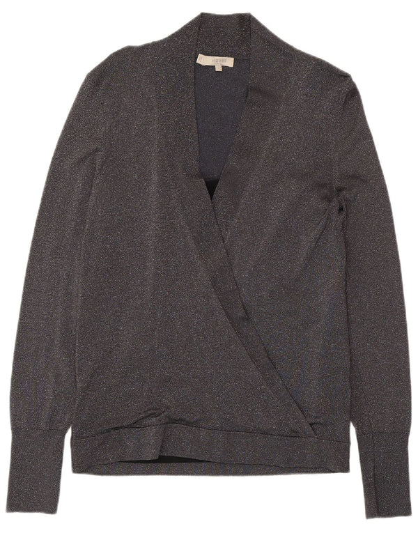 Maglione HOBBS da donna con scollo a V UK 10 Piccola viscosa screziata grigia