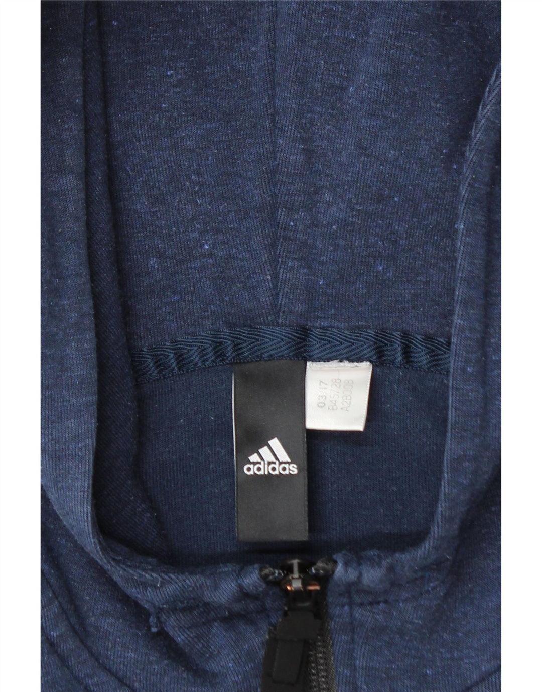 Maglione con cappuccio e zip da uomo Adidas piccolo blu navy screziato