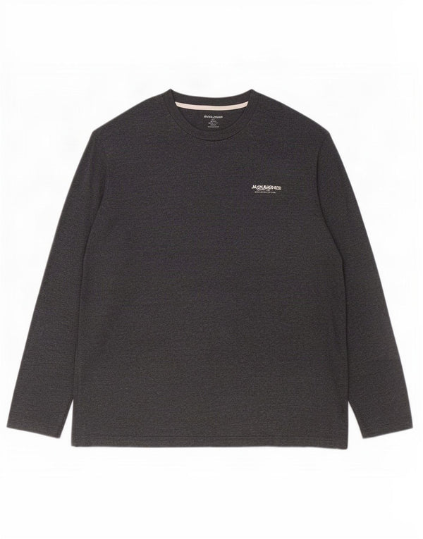 Jack & Jones Top da uomo a maniche lunghe 2XL in cotone grigio