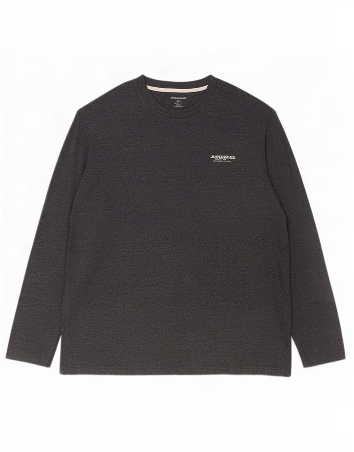 Jack & Jones Top da uomo a maniche lunghe 2XL in cotone grigio