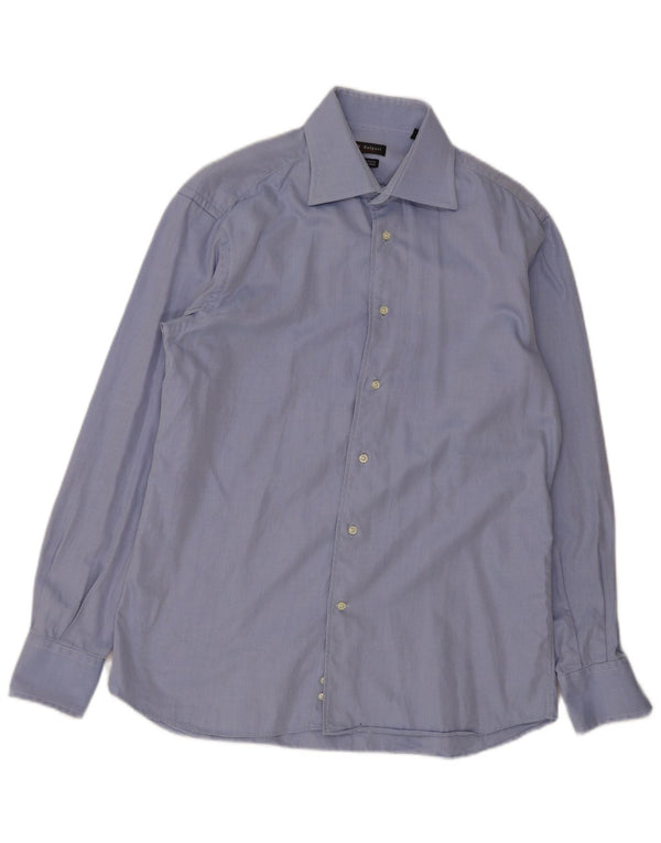 Camicia da uomo vintage taglia 41 16 grande cotone gessato blu