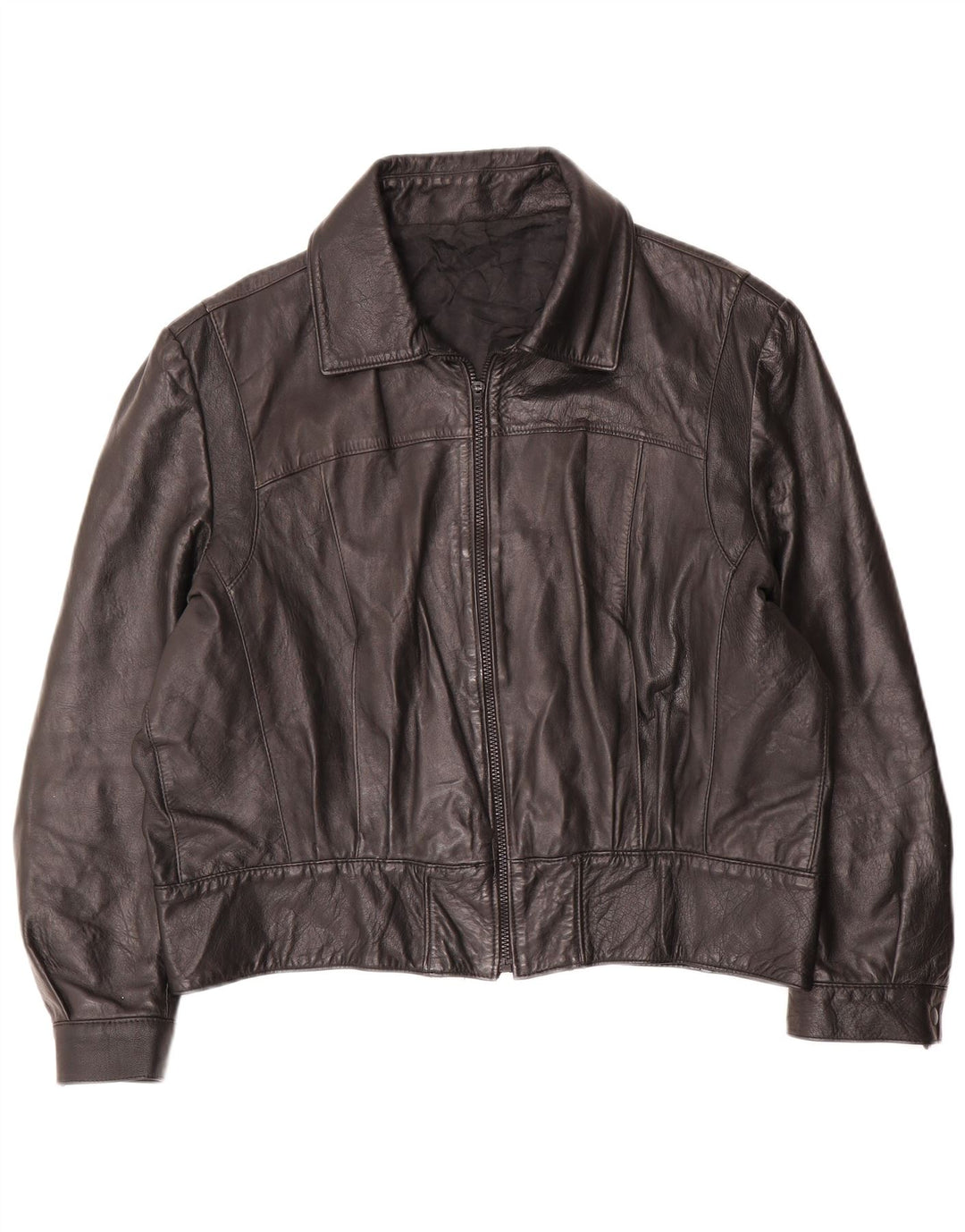 Giacca in pelle oversize da donna vintage IT 50 XL Nera