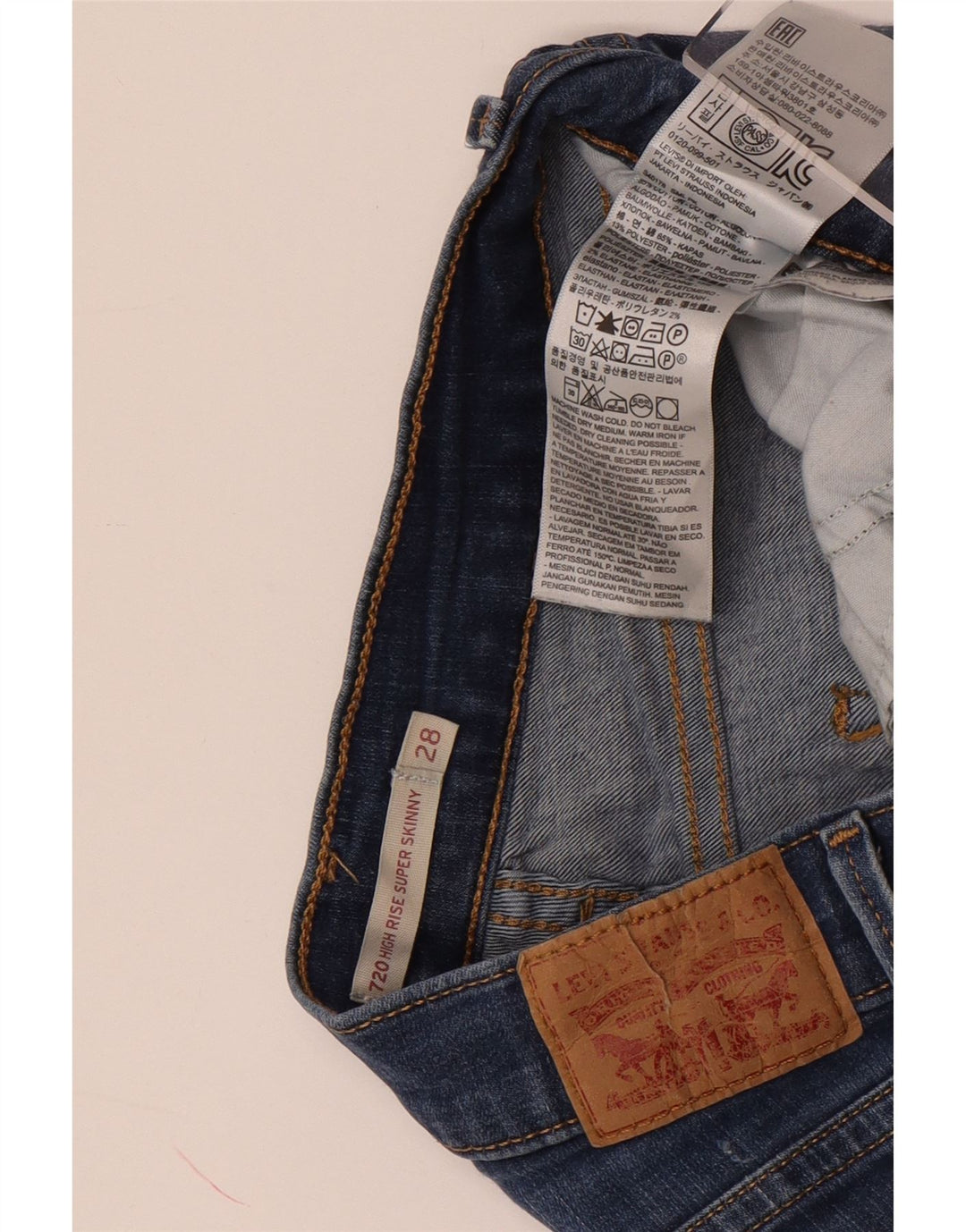 LEVI'S Pantaloncini di jeans a vita alta 720 da donna W28 Cotone blu medio